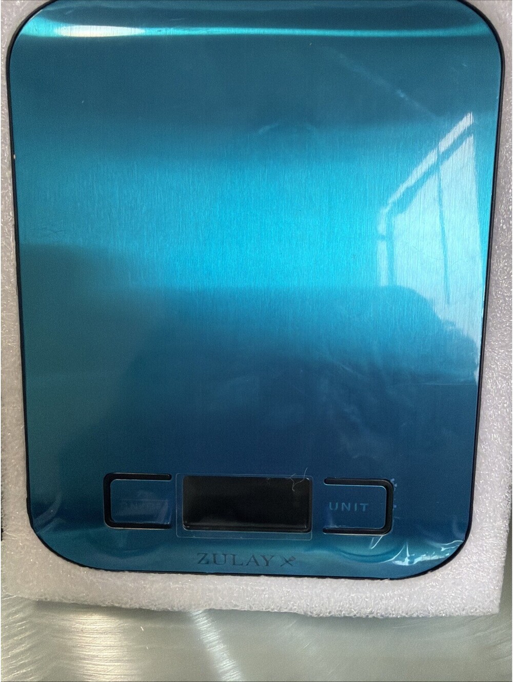Zulay Kitchen Digital Kitchen Scale Blue Stainless Steel Food Scale w/ 2 AAA Bat